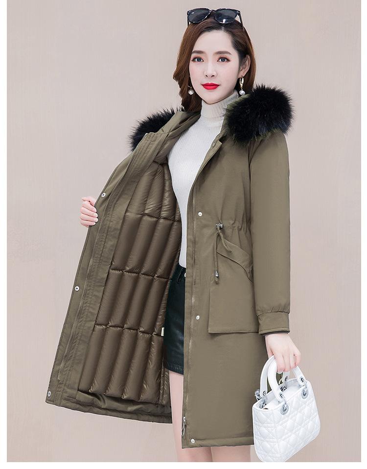 中年妈妈冬派克棉衣挂面中长款毛领少妇棉服中青年女棉袄活里活面