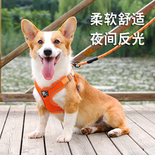 宠物狗狗牵引绳背心式中小型犬遛狗绳可调节胸背带狗链子