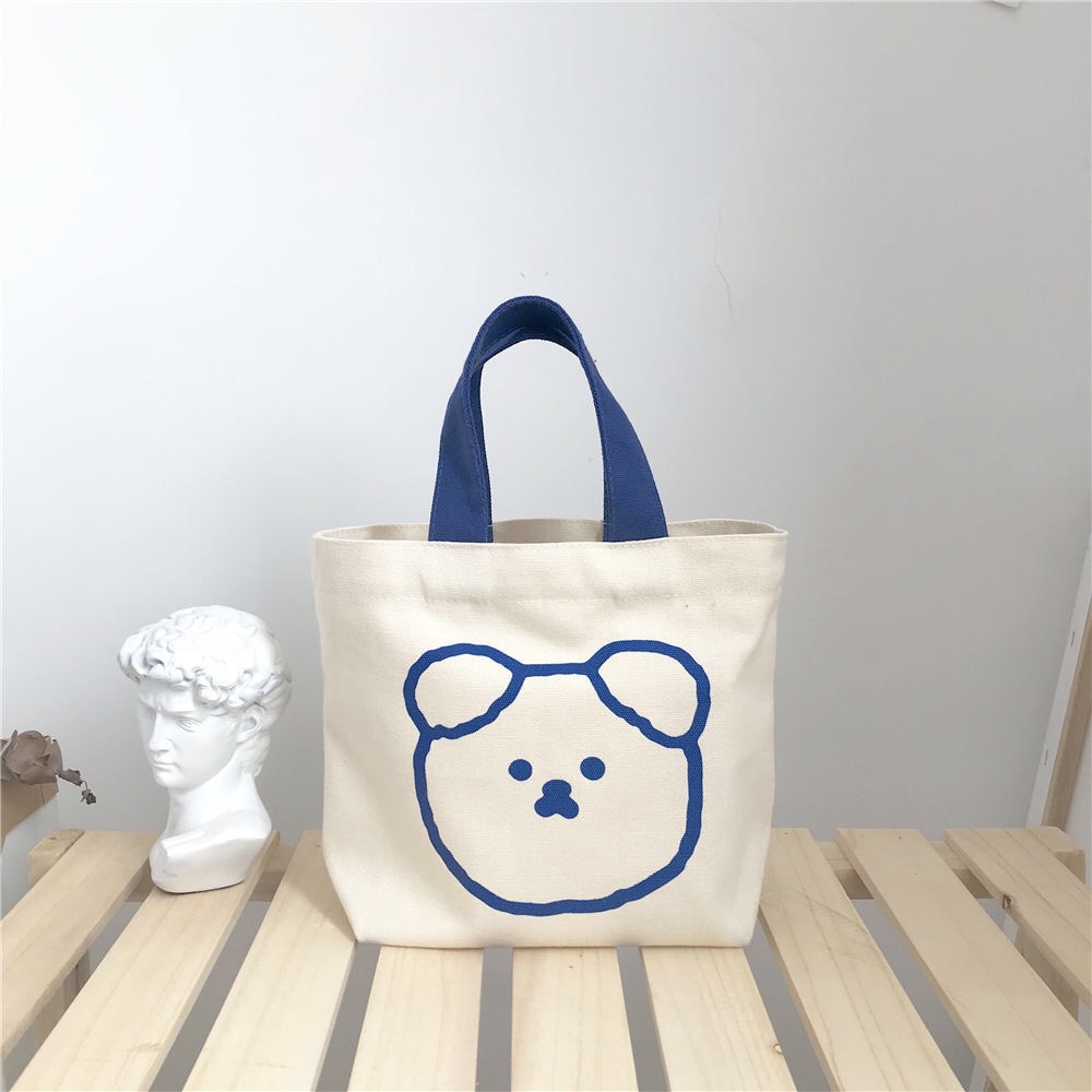 New Korean Style Small Fat Bear Mini Cute Canvas Bag Portable Lunch Box Girls' Bags Fixed Logo
