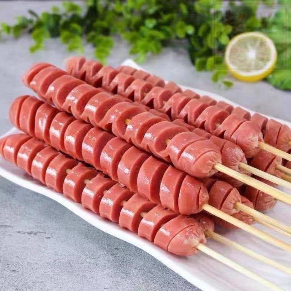 10包火龙串烤肠开切花串拉花烧烤食材速冻冷冻油炸半成品热狗肠