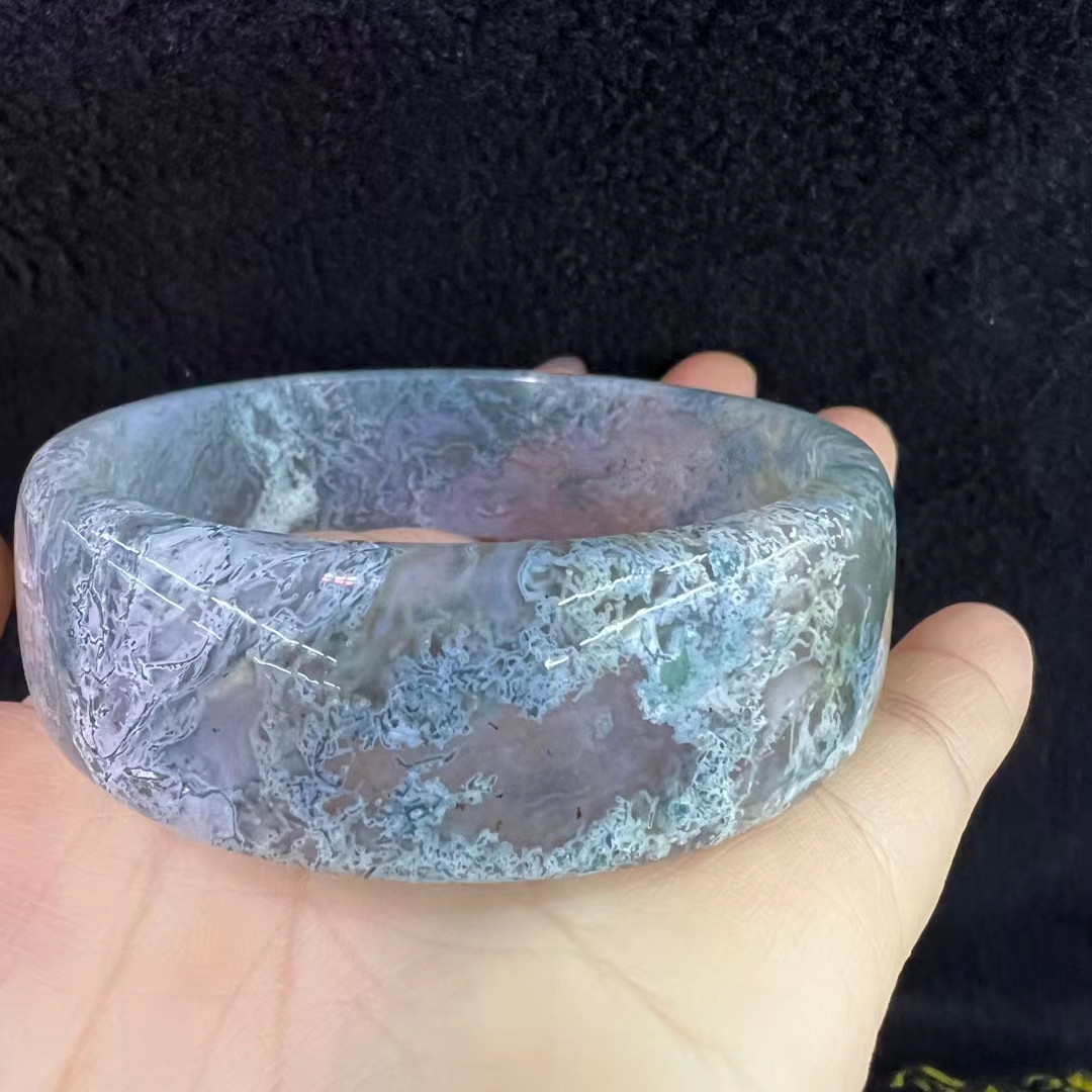 印度尼西亚水草玉髓手镯 草花清透宽版玛瑙女款镯子手环饰品-阿里巴巴