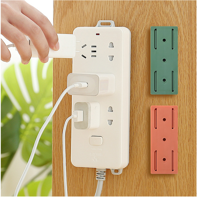 Power Strip Holder Wall-Mounted Socket Power Strip Storage Rack Punch-Free Patch Board Router Fixed Wall Sticker