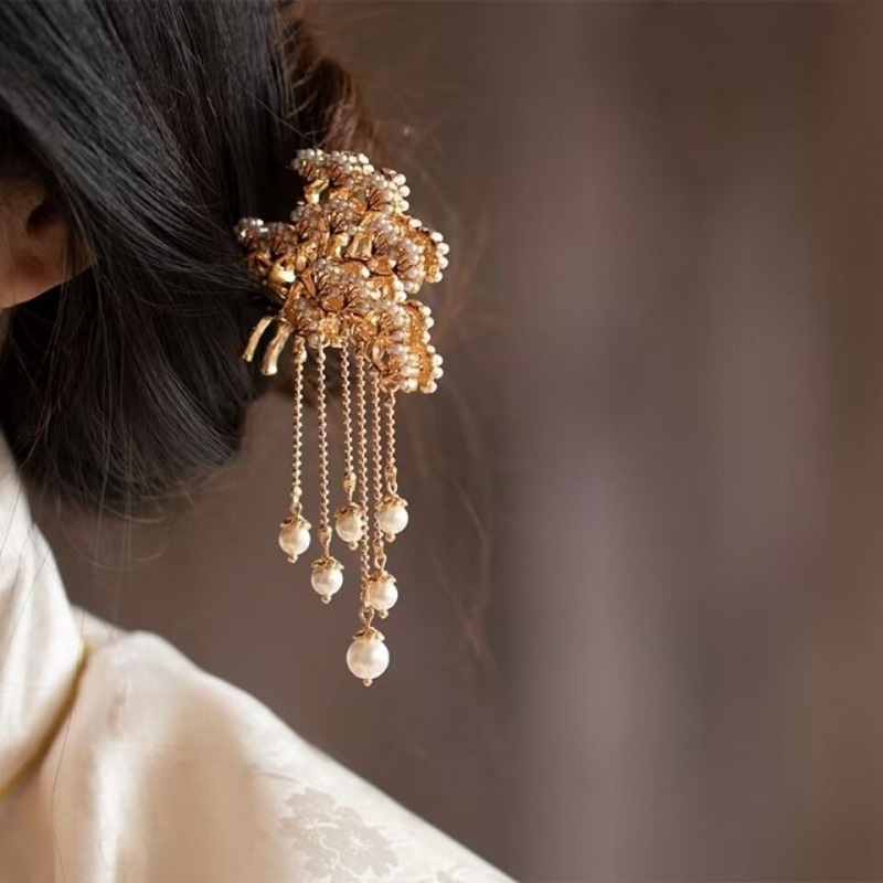 松枝簪发钗古风古典旗袍国潮公主日常配饰发簪流苏步摇发饰簪子