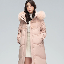 羽绒服中长款女2023年秋冬新款白鸭绒韩版宽松时尚洋气大毛领外套