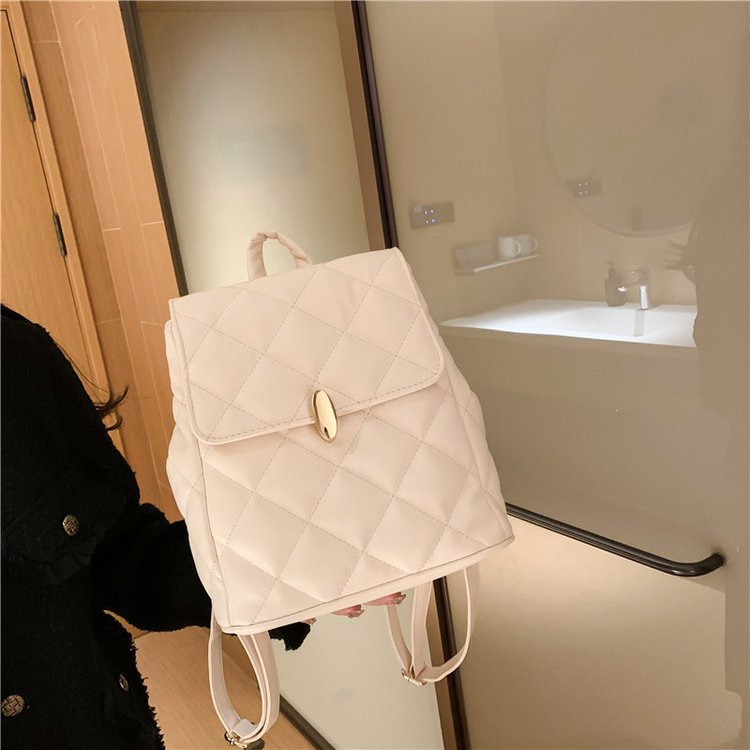 New Chanel's Style Women's Bag Korean Style Embroidery Yarn Rhombus Schoolbag Special-Interest Design Texture Backpack Factory Wholesale