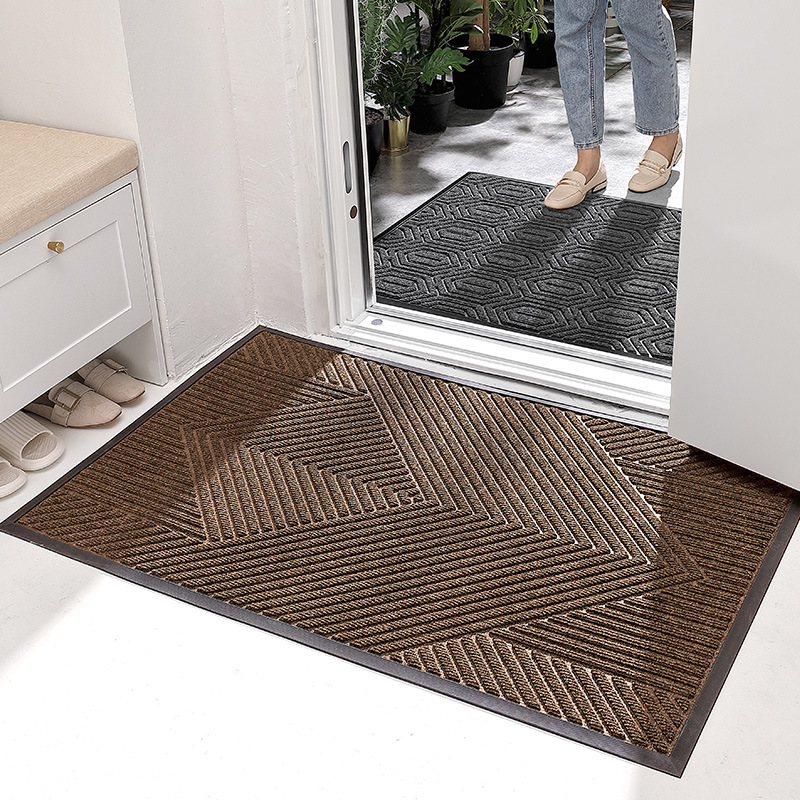 Nordic Simple Rubber Entrance Door Mat Carpet Doorway Entrance Floor Mat Polypropylene Fiber Sand Scraping Dust Removal Non-Slip Door Mat