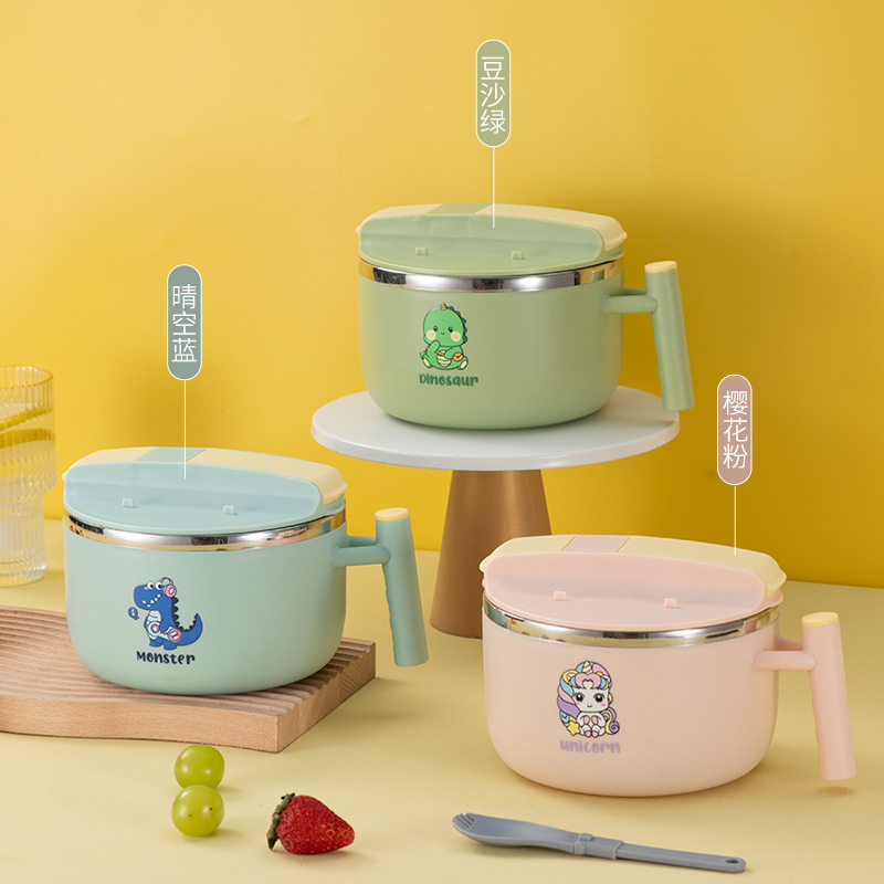 304 stainless steel instant noodle bowl student dormitory large capacity rice bowl lunch box with lid japanese lunch box