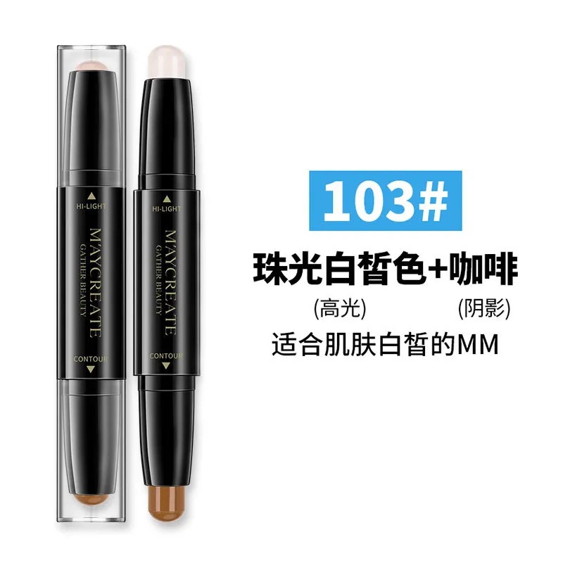 M'AYCREATE Double-Headed Contour Stick Concealing and Setting Waterproof Highlighter Stereo Face Brighten Pen Factory Wholesale
