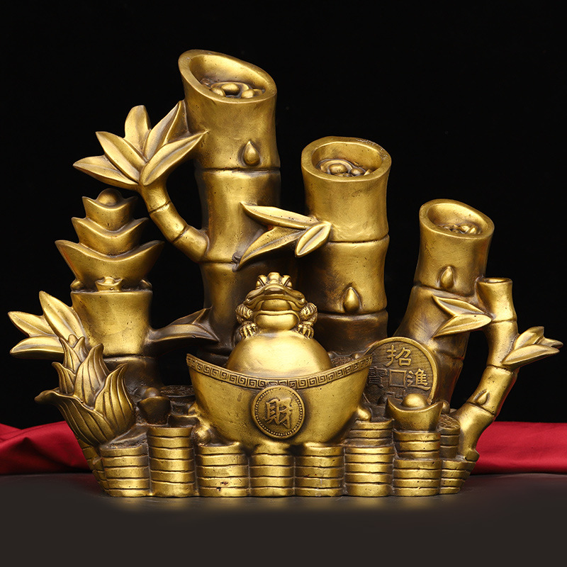 纯铜节节高升富贵竹子摆件吉祥元宝竹家居客厅装饰品步步高升竹子