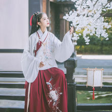 朱颜传统汉服秋冬款绣花古装服装仙女日常改良明制交领袄裙琵琶袖