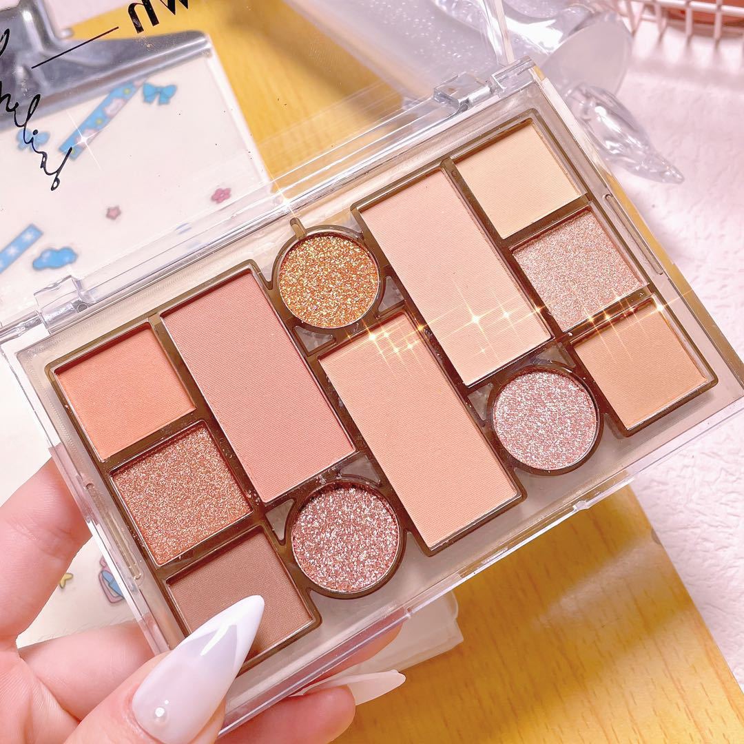 新款十二色眼影盘大地色综合亮片闪粉珠光哑光网红眼影抖音同款