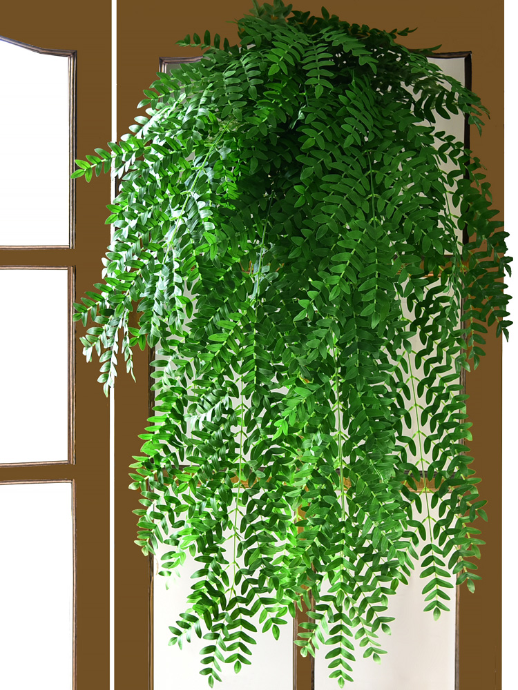 仿真国槐树叶吊兰植物装饰塑料绿叶子壁挂假花绿植挂墙上墙壁吊花