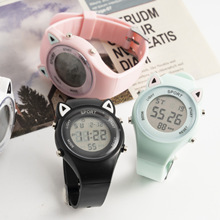猫耳朵手表男女中学生韩版简约时尚森系小清新 高颜值电子手表