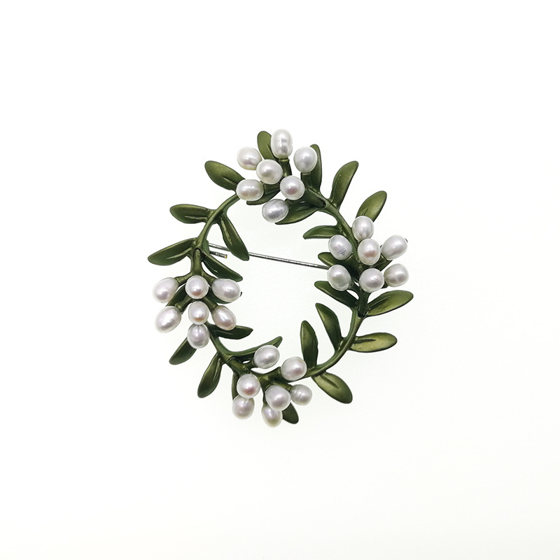 突家桃金娘花环珍珠胸针复古优雅太阳花清新日系胸花别针配饰