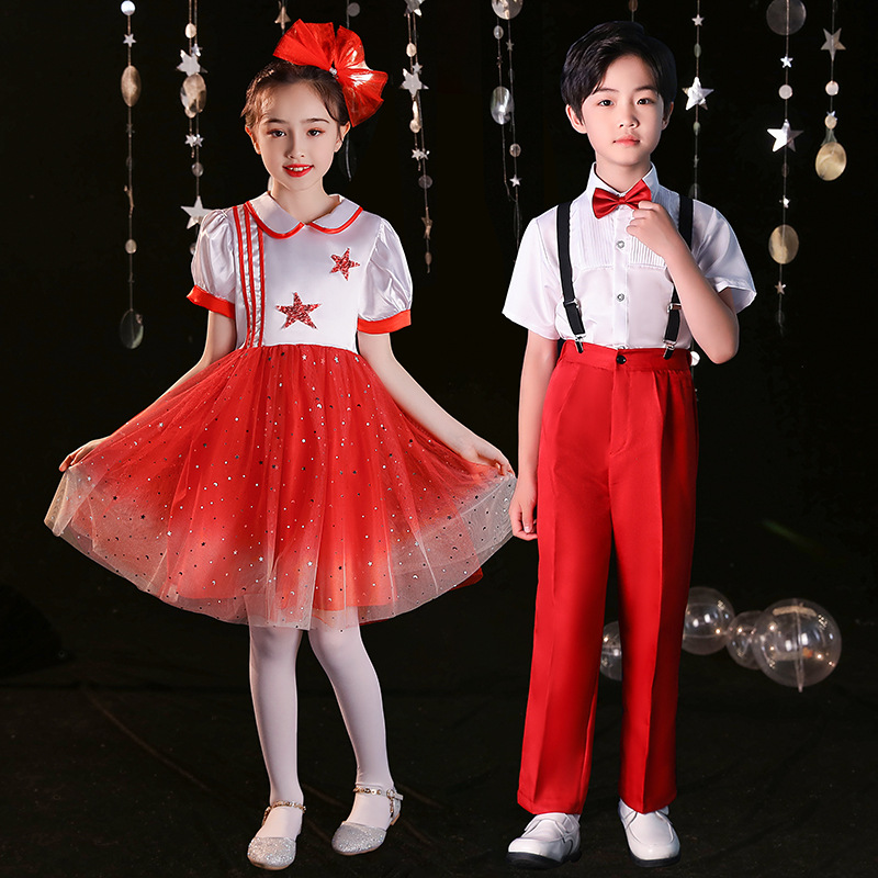 六一儿童合唱演出服男女童大合唱团舞蹈礼服中小学生朗诵表演服装