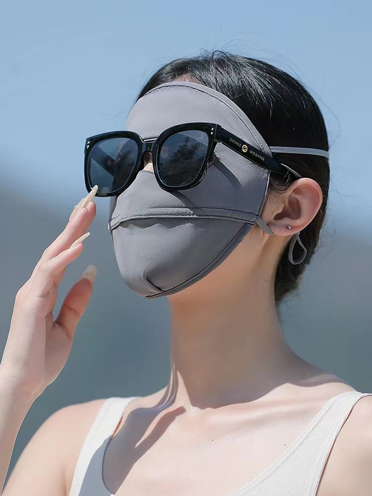 Sun Protection Mask Female Uv Protection Summer Driving Ice Silk Face Kini Breathable Eye Protection Corner Cover Full Face Sun Mask