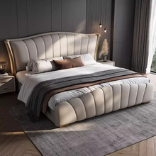 意式轻奢真皮床1.8米现代简约高端大气主卧双人床2米大床储物婚床