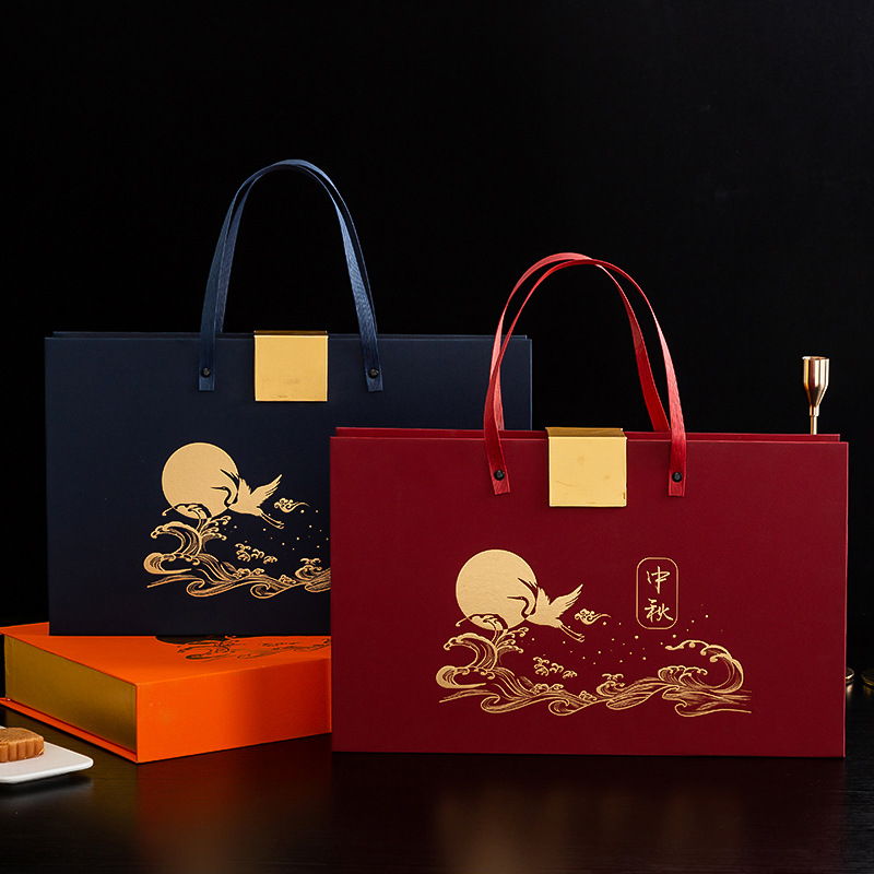 月饼盒包装盒礼盒6粒8粒装广式创意手提中秋月饼盒子批发