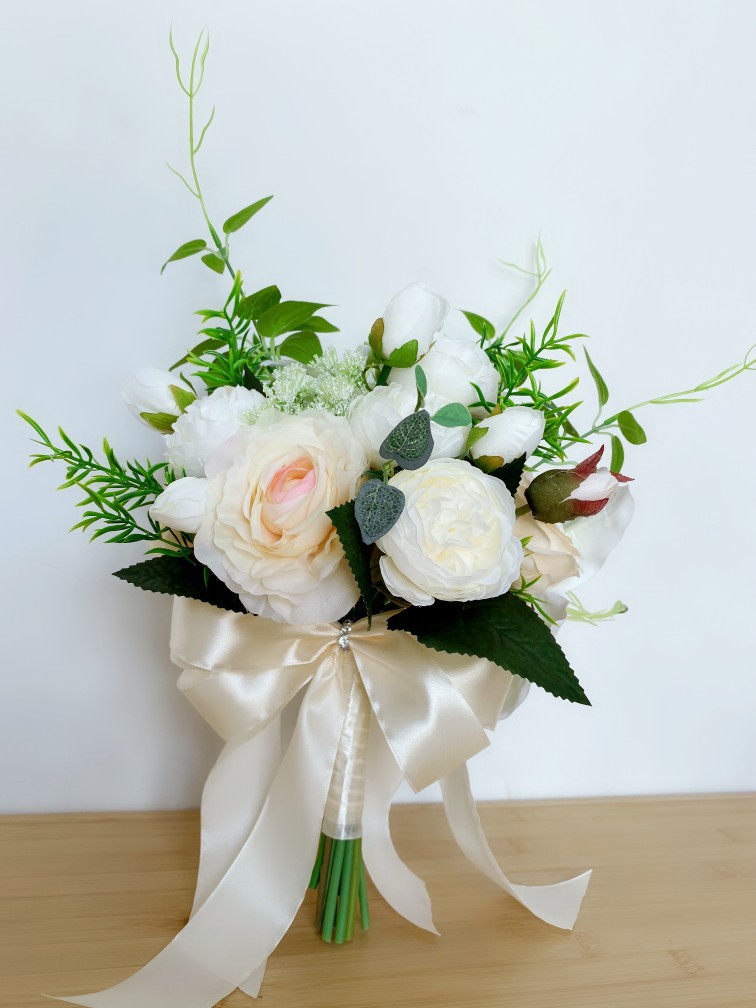 香槟色手捧花新娘清新仿真绿植婚礼捧花伴娘花童手捧花森系