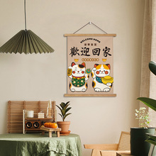 日式猫布艺挂画电表箱遮挡装饰画客厅玄关儿童房免打孔墙壁画