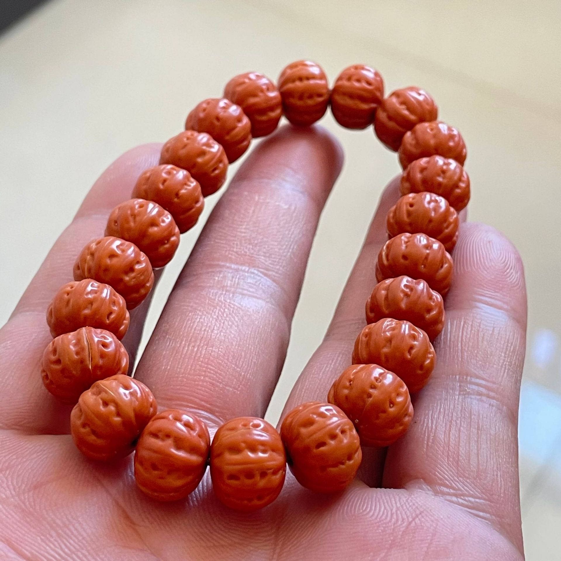 全品 猴头手串 美国金丝猴头光珠手串 小核桃雕刻六方 10mm/21颗