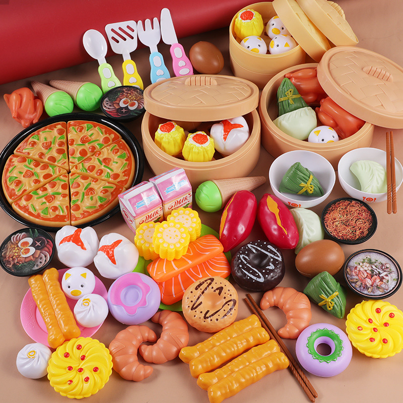 儿童过家家厨房玩具蒸笼包子软模型宝宝仿真食物女孩做饭煮饭套装