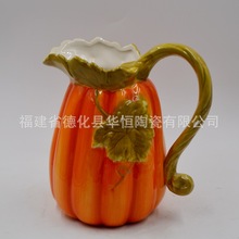 出口热销陶瓷马克杯定制南瓜造型釉彩个性万圣节果汁壶花茶壶
