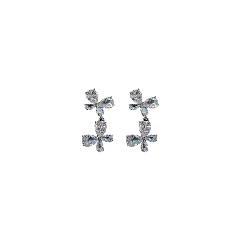 Silver Needle High-Grade Zircon Butterfly Earrings Simple Dignified Sense of Design Earrings Internet Celebrity Affordable Luxury Fashion Earrings Wholesale