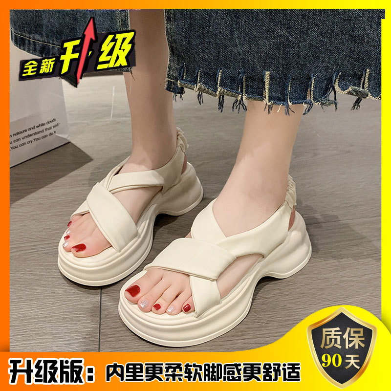 Women's Platform Sandals Summer 2024 New Small Beach Shoes High-Grade French Style with Skirt Roman Shoes