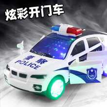 儿童万向仿真开门警车模型电动灯光音乐警察汽车夜市地摊玩具热卖