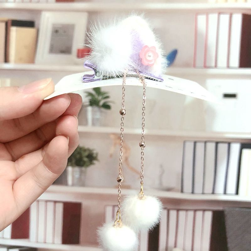 Children's Barrettes Antique Ears Cute Headwear Girl's Hairpin Baby Girl Headdress for Han Chinese Clothing Tang Suit New Year Clothes Hair Accessories