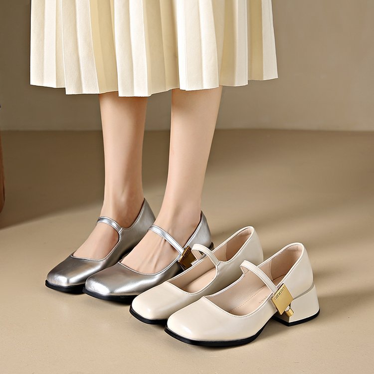 法式高跟玛丽珍单鞋女鞋子2024新款春秋冬季气质小皮鞋量大从优