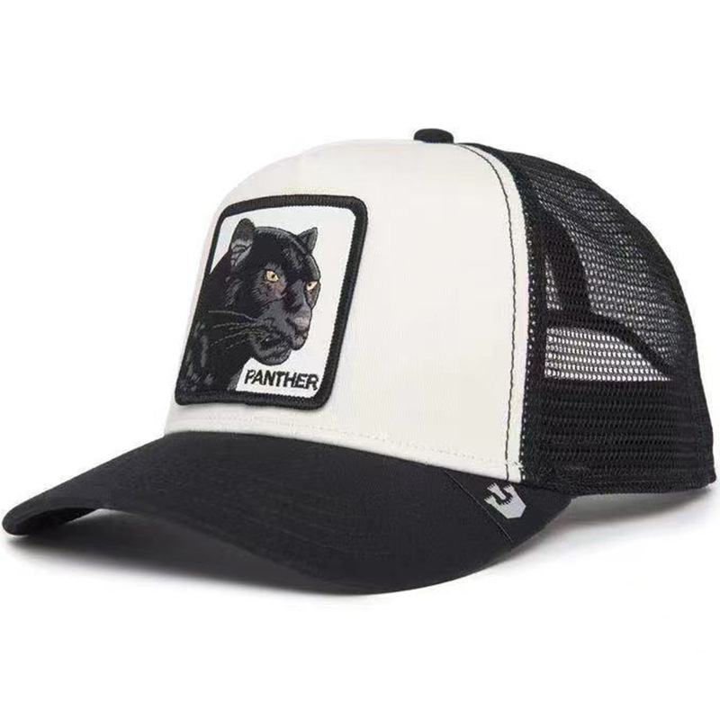 [Foreign Trade Popular Style] Animal Baseball Cap Cartoon Sun Protection Mesh Embroidery Truck Driver Black Leopard Cock Wolf Hat