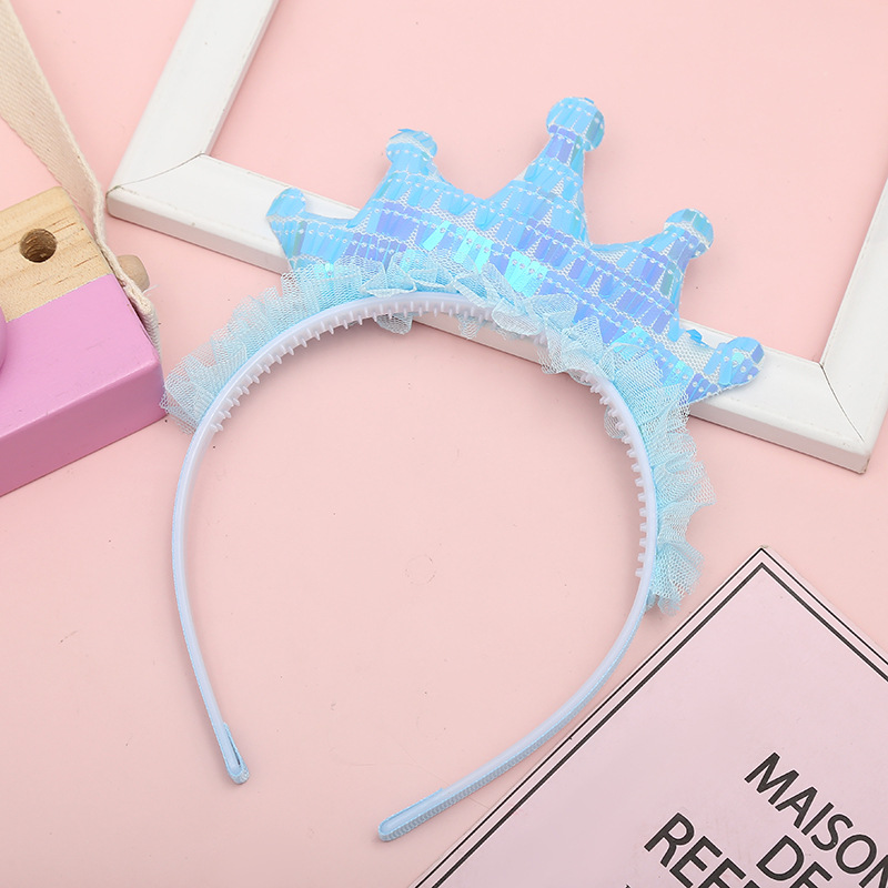 2023 New Colorful Sequined Headband Cute Crown Princess Hair Accessories Holiday Party Children's Little Girl Headband