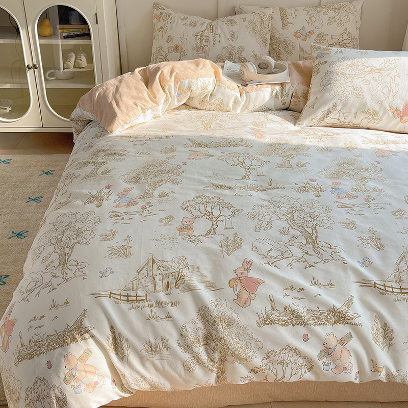 南通家纺春秋新款全棉四件套纯棉床单被套小清新床上用品厂家批发