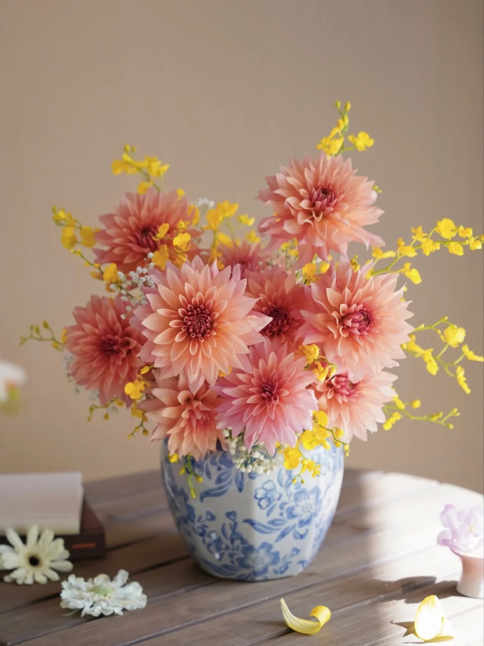 a级精品三文鱼大丽花橙色鲜花家庭高档插花云南直发大丽花批发