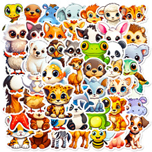 50张跨境可爱大眼动物贴纸shein卡通儿童贴画幼儿园玩具奖励贴纸