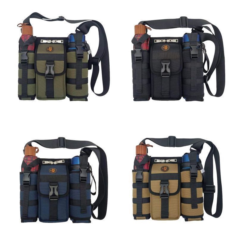 新款中老年旅行背包户外休闲单肩斜挎包出行旅游包雨伞水壶包时尚