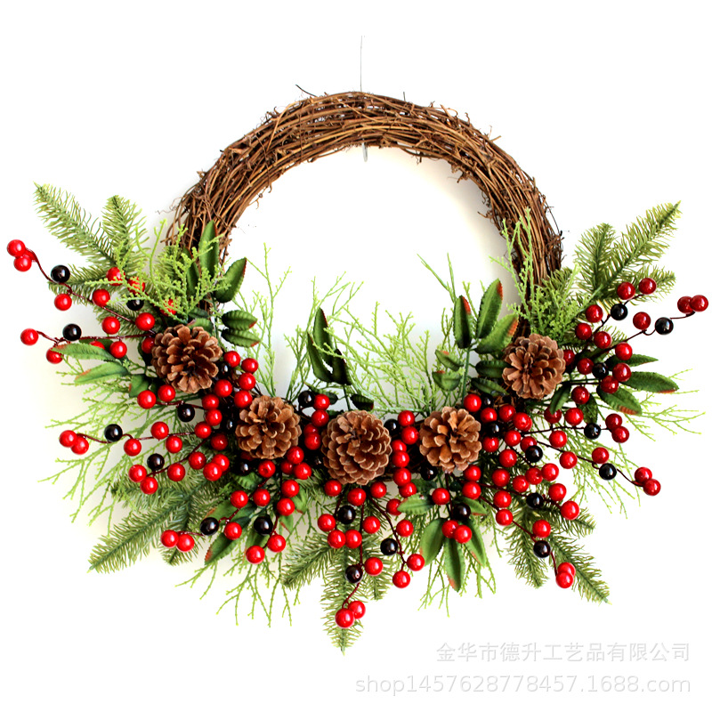 DSEN 2021 Cross-Border E-Commerce Manufacturers Supply Christmas Decorative Ornaments Pine Cone Red Fruit Vine Decoration Garland