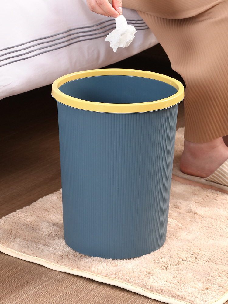 [Large Size Thick Trash Can] Home Clamping Ring Trash Can Creative Bathroom Kitchen Living Room No-Lid Dust Basket