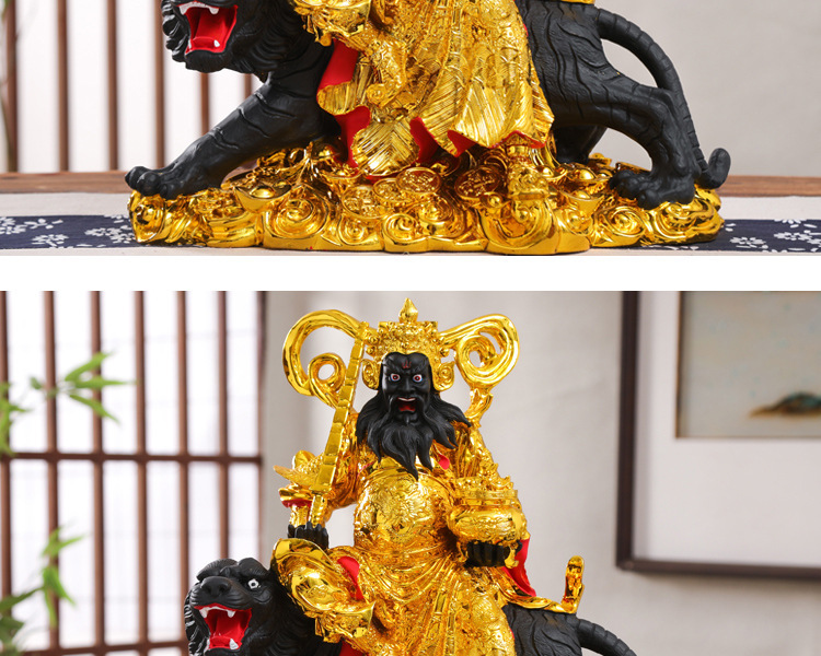 红衣武财神神像赵公明骑虎赵元帅黑虎财神树脂佛像家用树脂摆件