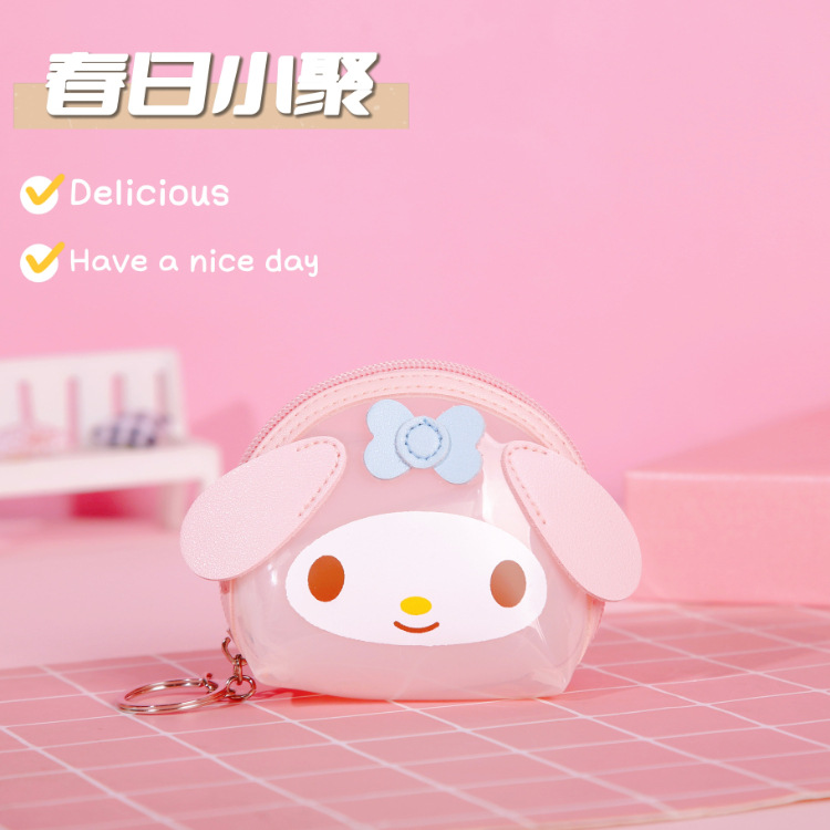 New Mini Transparent Children Coin Purse Cosmetic Bag Sanrio Wholesale Cartoon Zipper Waterproof Student Wallet