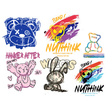 热撕热转印烫画卡通烫印logo标新款可爱热烫印花贴纸卡通衣服贴图