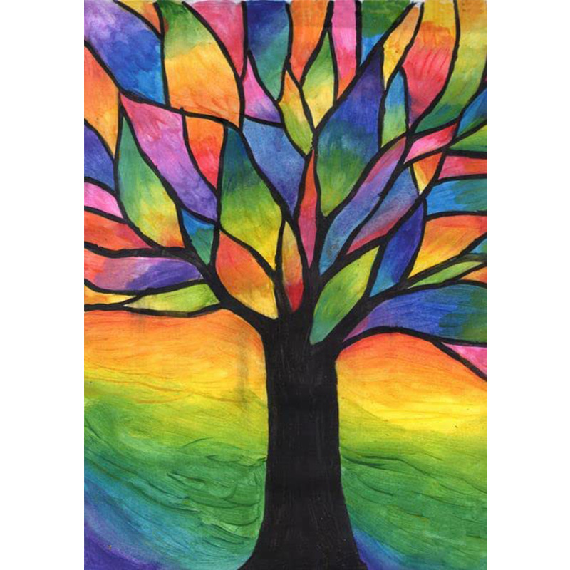 厂家直销外贸5d钻石画圆钻满钻diy钻石画七彩树手工点钻装饰挂画