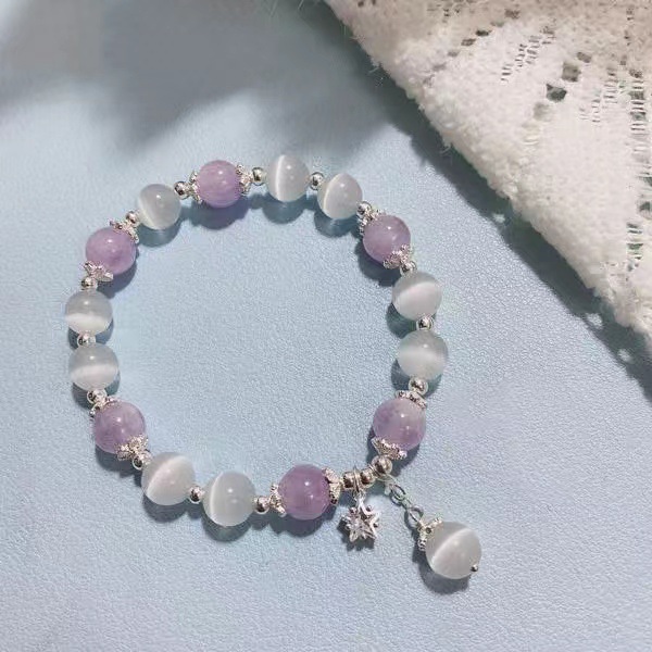 Opal Bracelet Female Aquamarine Bracelet Gray Moonlight Natural Crystal Bracelet Bracelet Ins All-Matching Graceful Bracelet