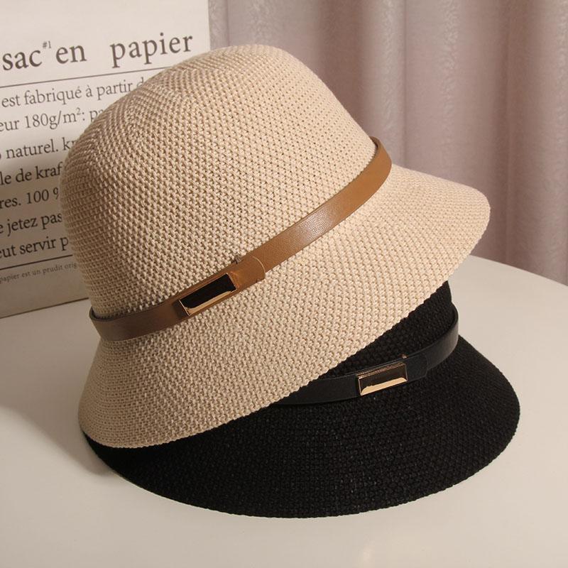 Summer New Korean Fisherman Hat Women's Fashion Sun-Proof Sun-Proof Basin Hat Outdoor Top Hat Cotton and Linen Knitted Sun Hat