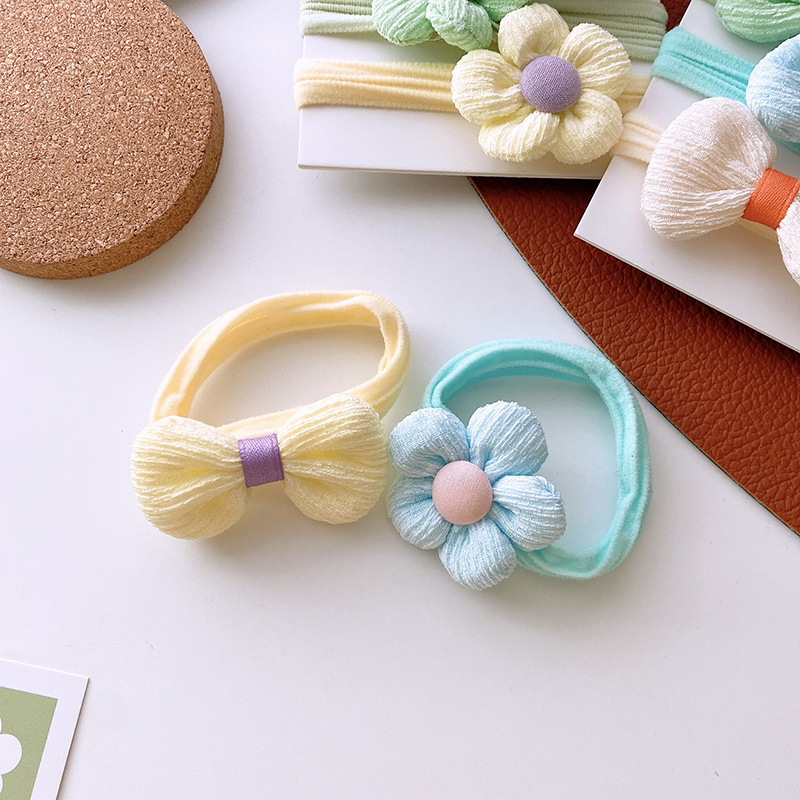 New Korean Style Spring and Summer Sweet Candy Color High Elastic Bow Children's Hair Ring Towel Ring Princess Hair Rope Hair Accessories