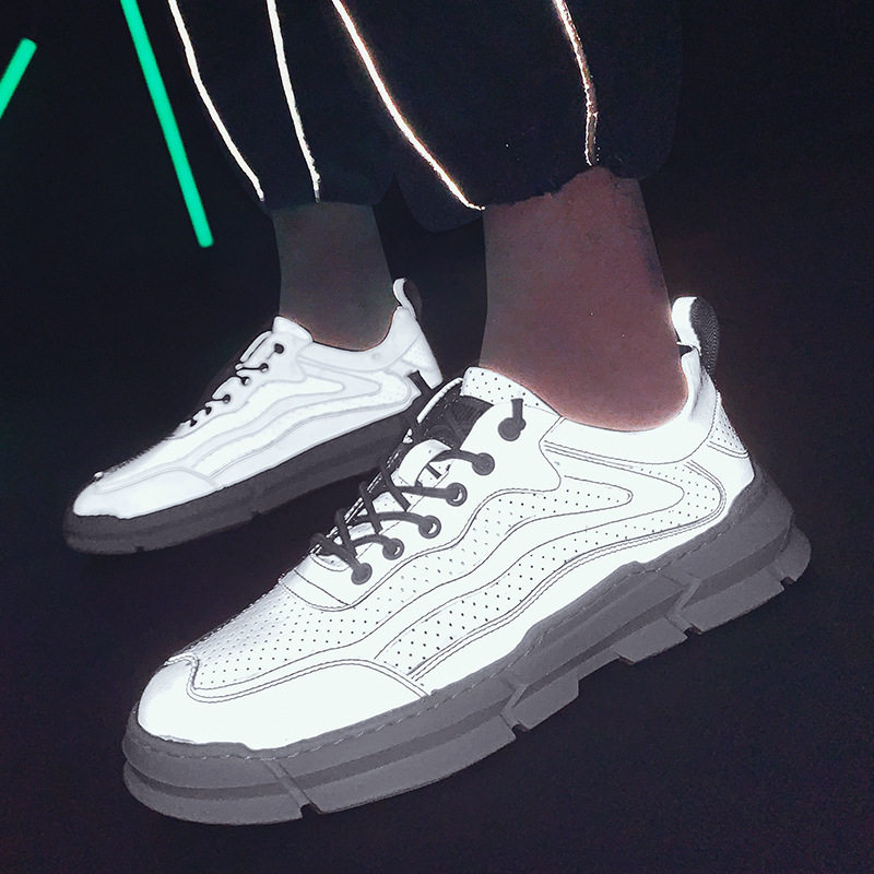 ins潮网红反光运动鞋男 2020新款时尚透气跑步鞋百搭平底休闲男鞋