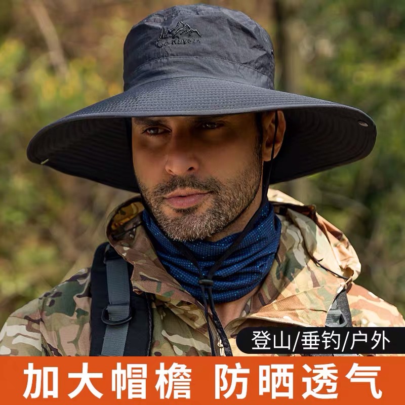 Hat Men's Summer Fisherman Hat Outdoor Outing Sun Protection Alpine Cap Summer Fishing Sun Hat Beach Big Brim Bucket Hat