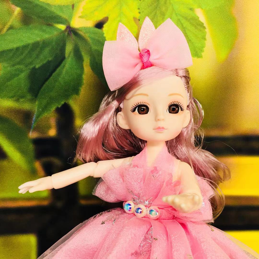 网红波浪发洋娃娃25厘米多关节仿真眼芭拉比萝莉公主玩偶娃娃挂件